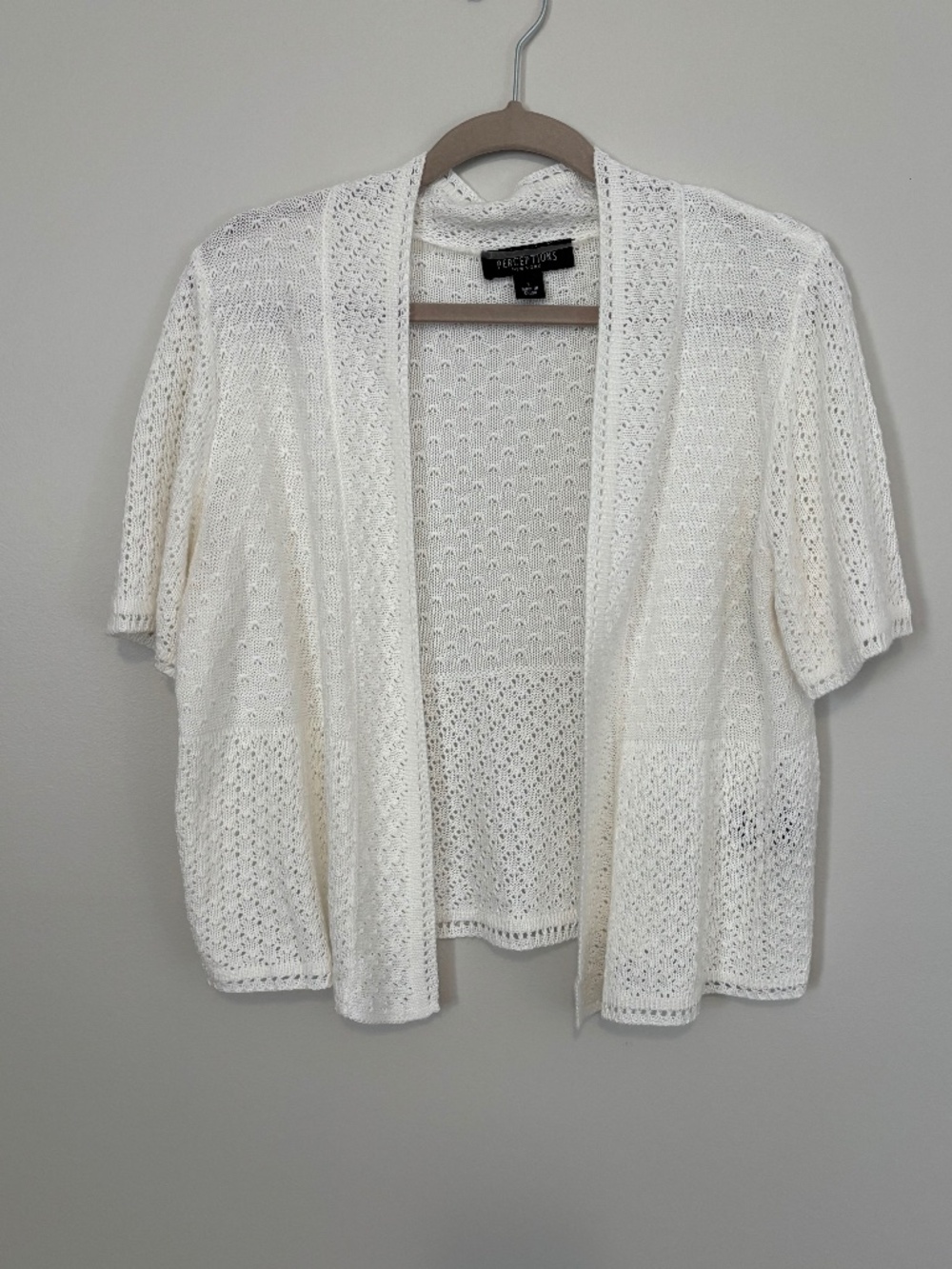 Perceptions New York white crochet lightweight sweater
